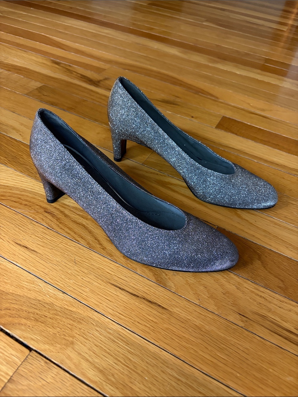 Stuart Weitzman Glitter Mid Heel Pumps - Silver